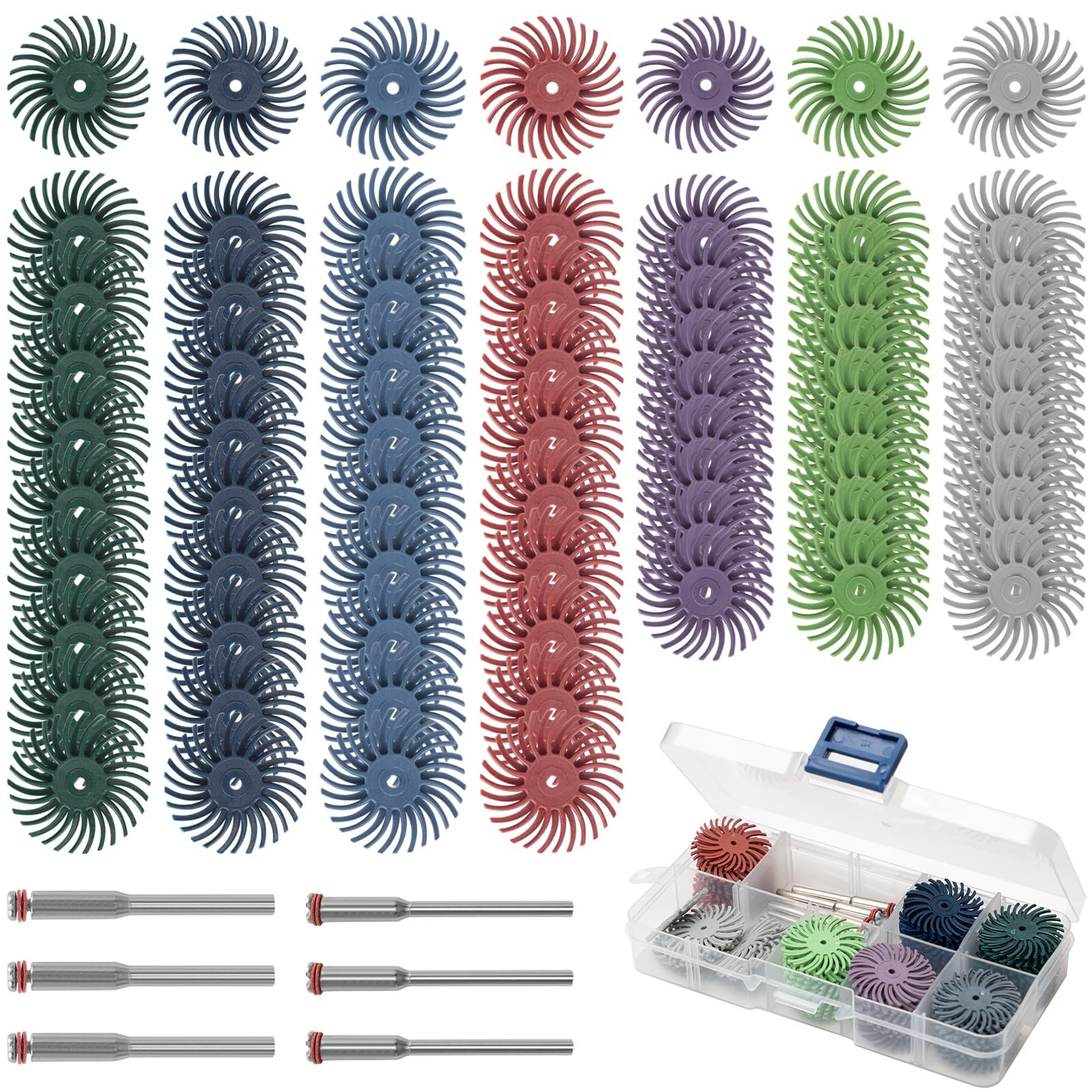 76Pcs 1 Inch Radial Bristle Disc Kit with 1/8″ Shank for Rotary Tools,Detail …
