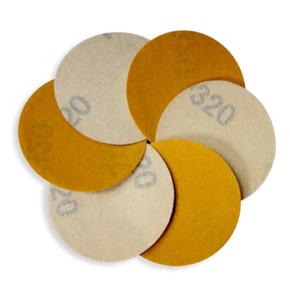 50mm 2″ Gold Sanding Discs Hook Loop Orbital Sander Pads 60 80 100-1000 Grit