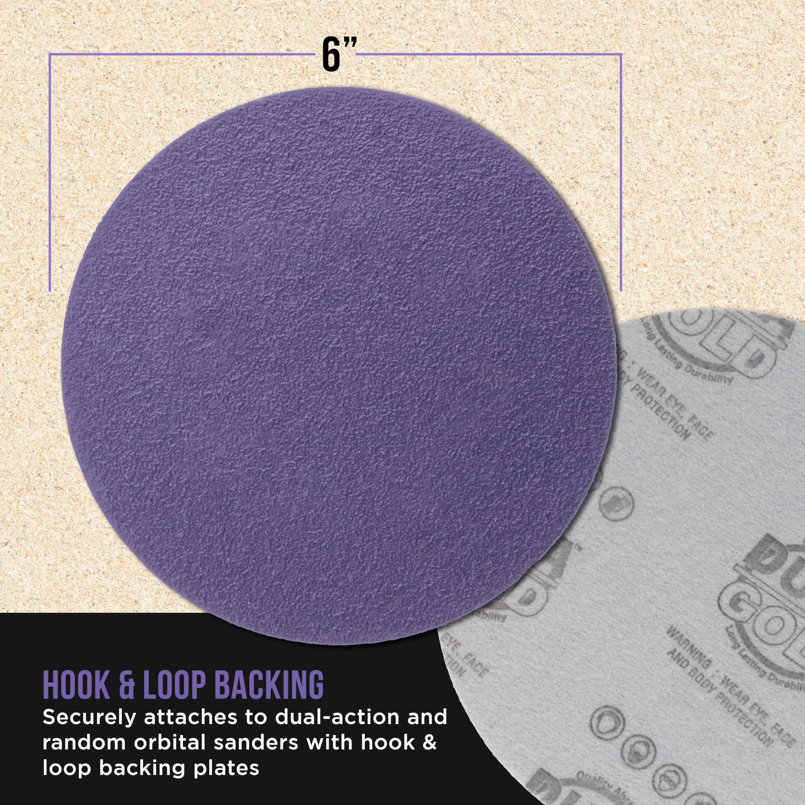 Dura-Gold Premium 40 Grit 6″ Purple Film Ceramic Sanding Discs, 6″,