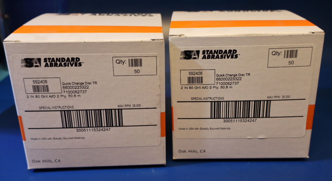 Standard Abrasives 592406 Quick Change Disc TR 2″ 80 Grit 2 Boxes of 50