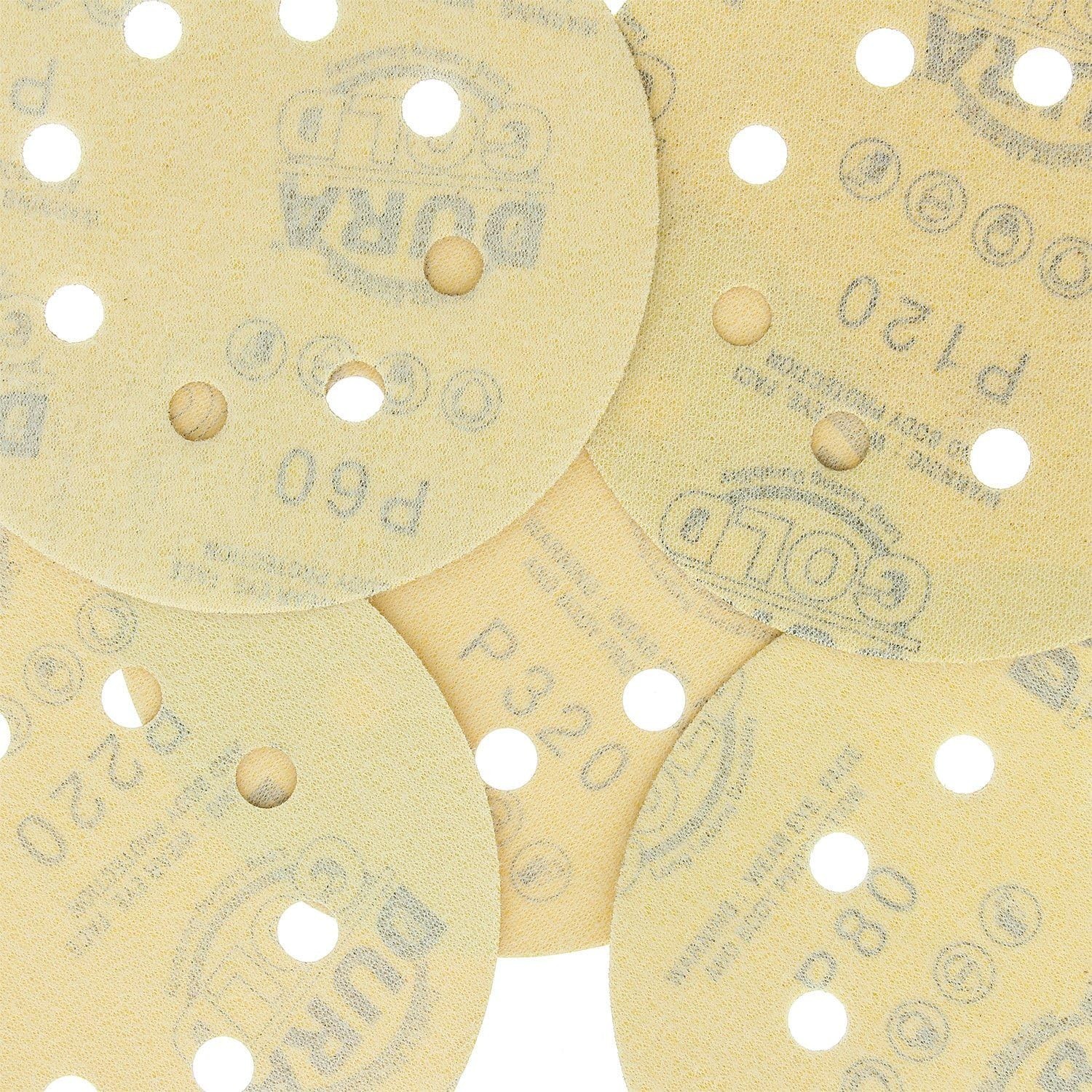Variety Pack 5″ Gold Sanding Discs – 50 Pack