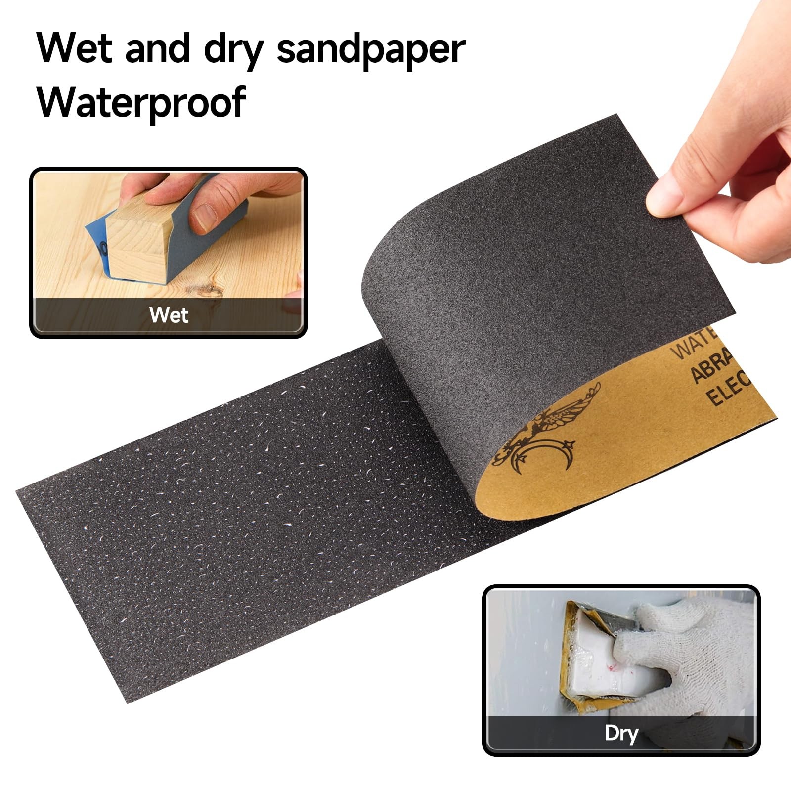 Sandpaper 600 Grit, Wet Dry Sanding Sheets9x3.6 inch 9 x 3-2/3 Inch, 600Grit