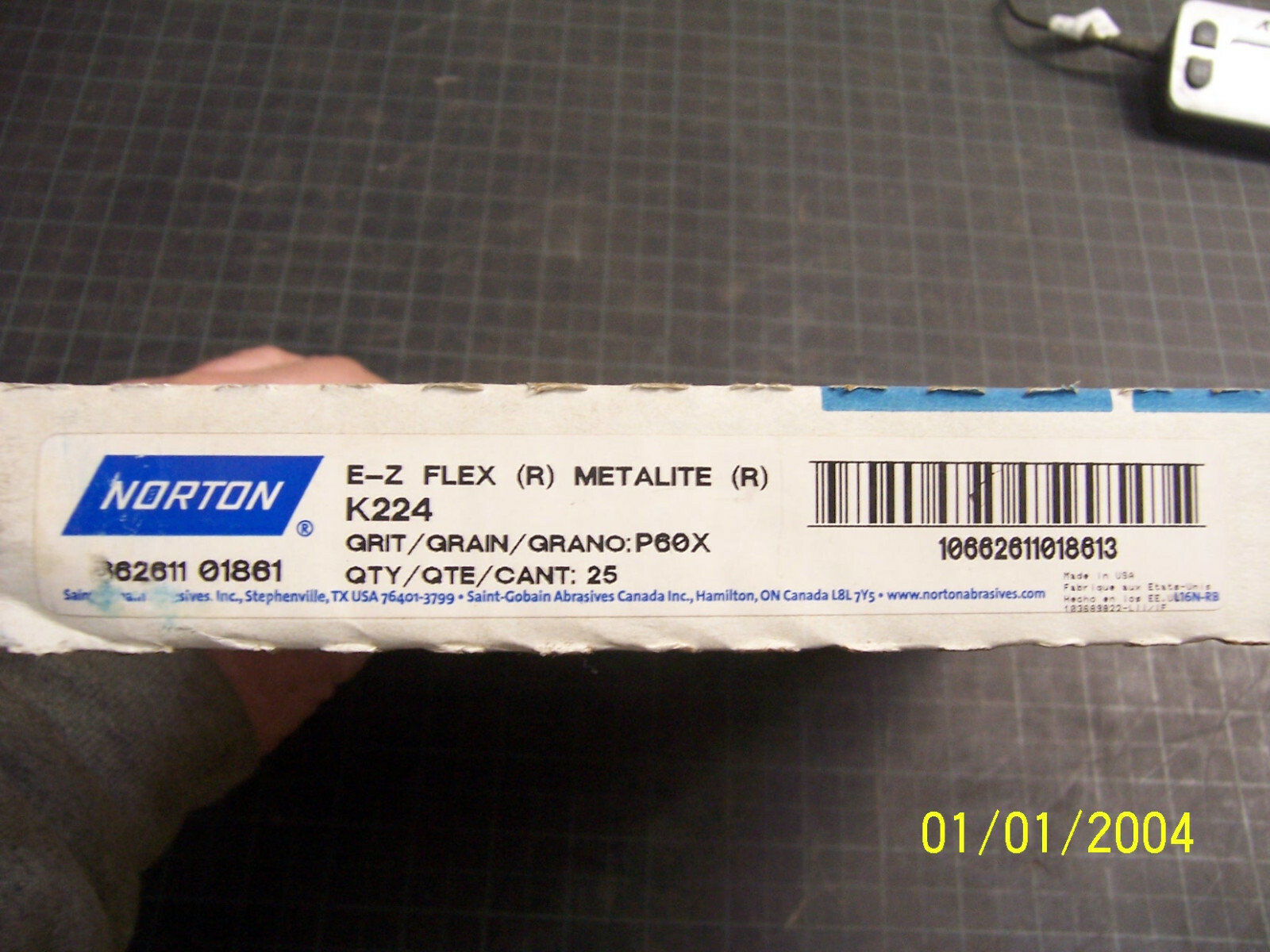 NORTON 01861 E-Z FLEX K224 GRIT P60X, 25 PIECE BOX, N.O.S.