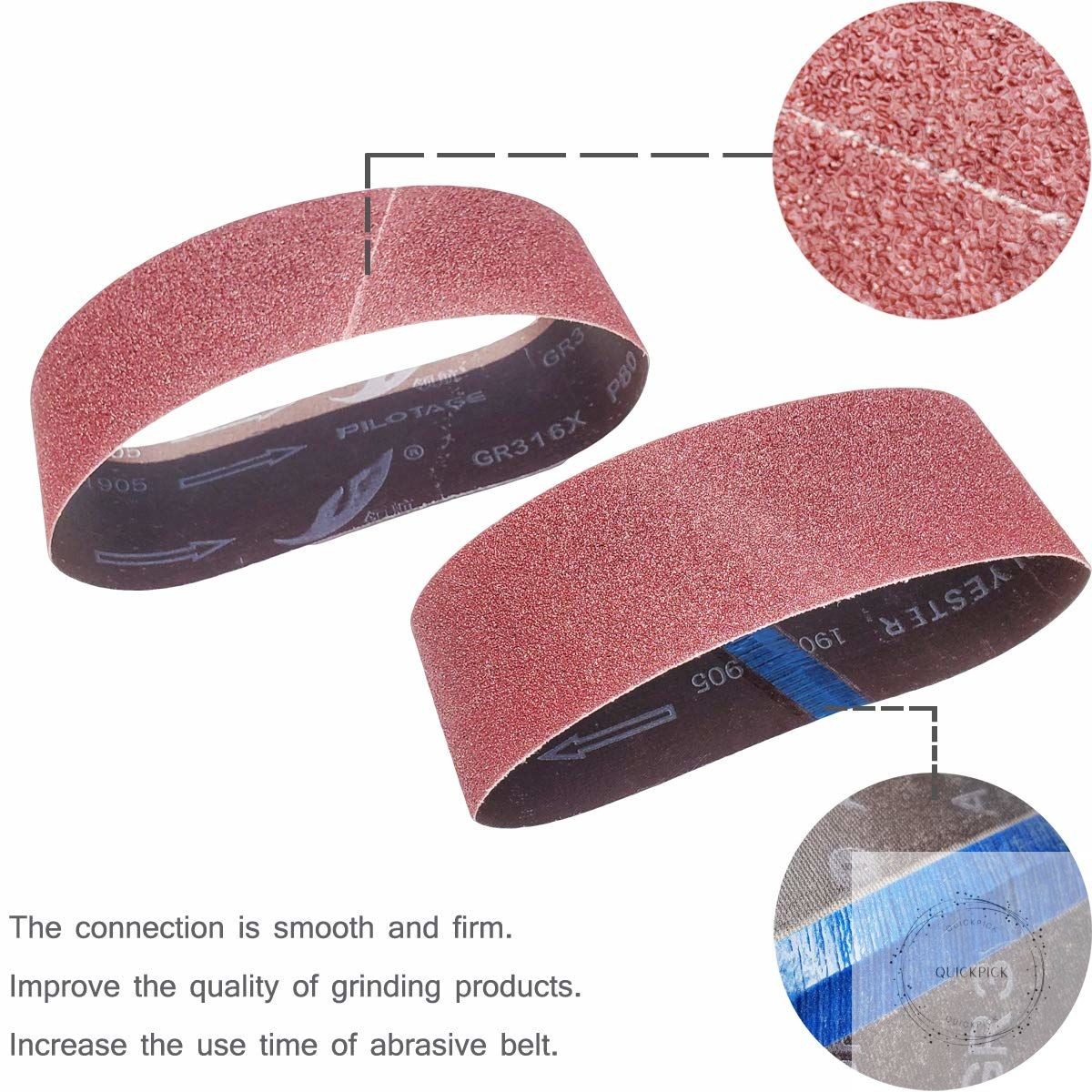 20 PCS 3 inch x 21 inch Abrasive Sanding Belts – 5 Each of 40 80 120 240 Grit Al