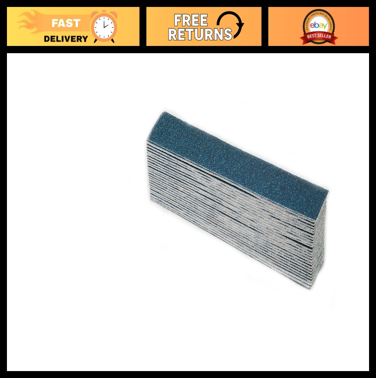 40 Grit Sticky-Back Longboard Sheets 2-3/4″ x 16-1/2″ – Blue Zirconia, 50 Pack