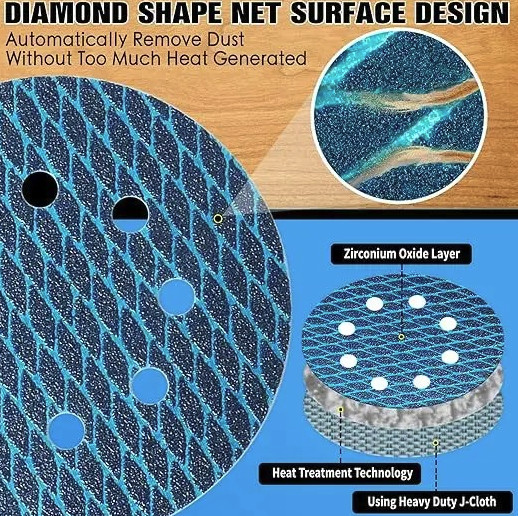 10pcs 5-Inch 8-Hole Sanding Discs Hook & Loop Diamond Mesh Set – NEW