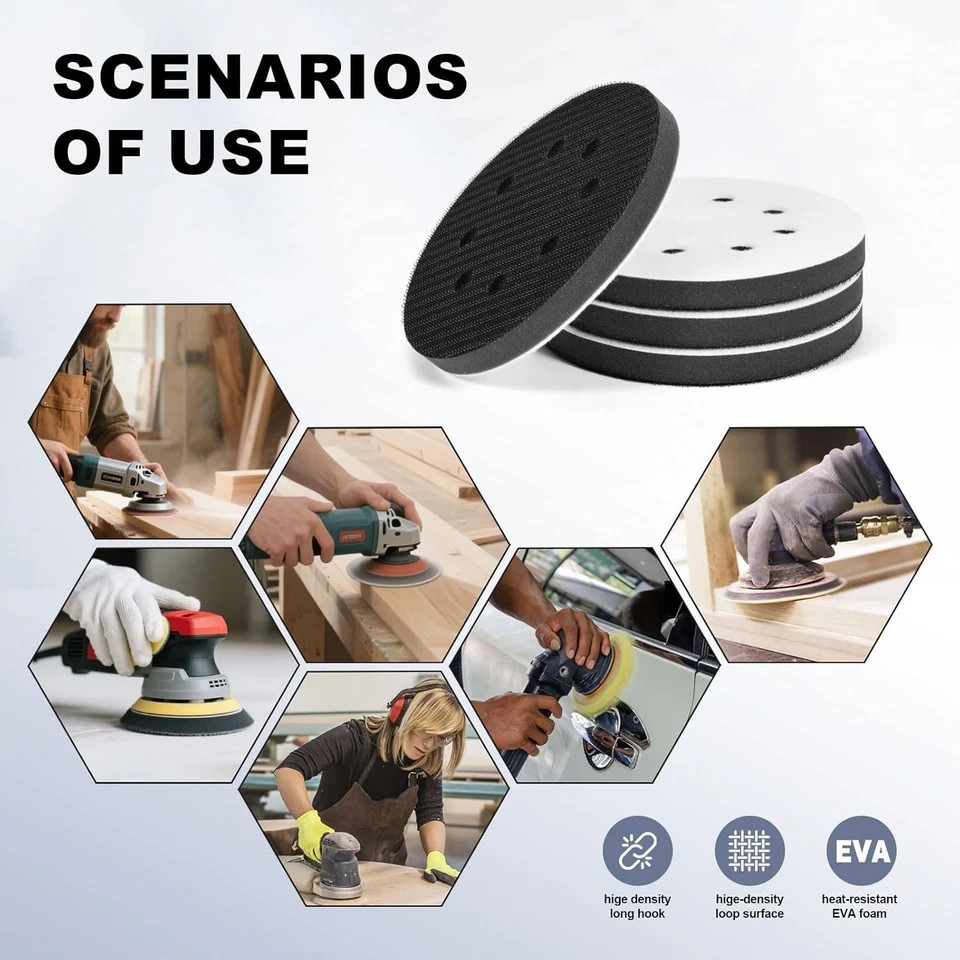 4Pack 5 Inch 8 Holes Orbital Sander Foam Pad,Hook and Loop Foam Sanding Pads,Spo