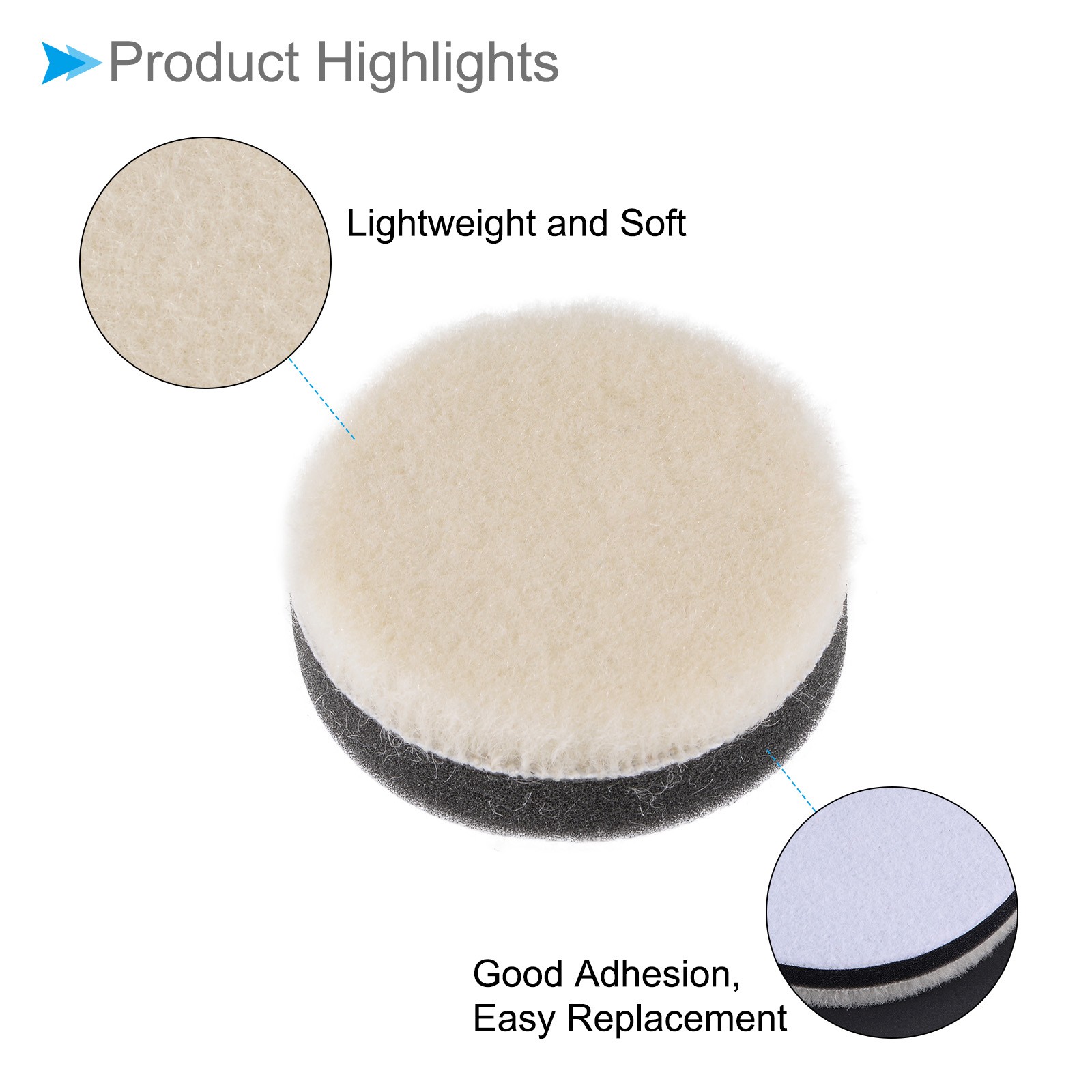 4pcs 2″ Diameter Wool Felt Sponge Polishing Pad for Polishing Metal