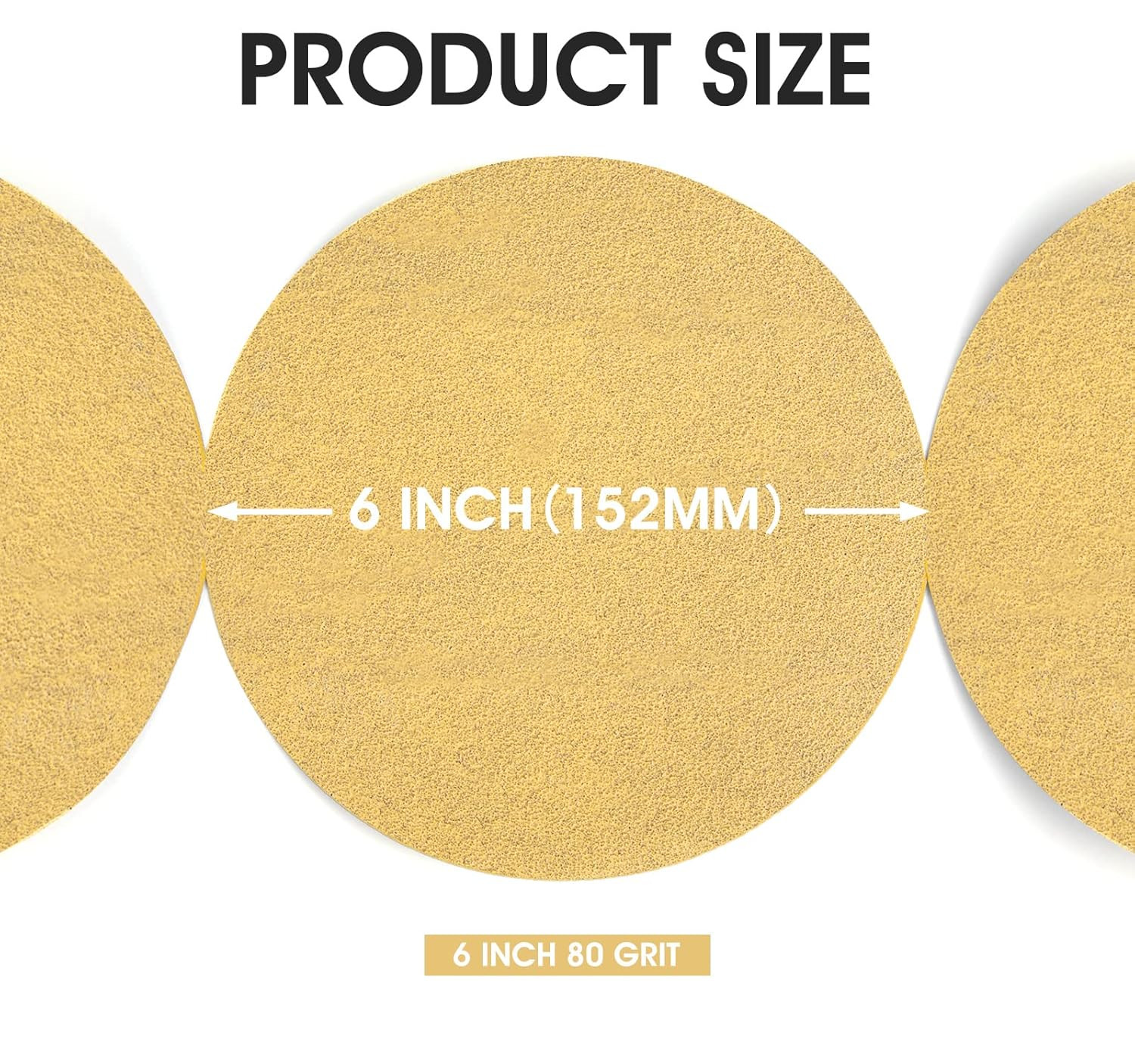 PSA Sanding Discs 6 Inch 100 PCS Sandpaper 80 Grit Self Adhesive Sandpaper