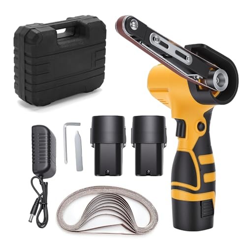 Cordless Belt Sander, 16.8V Mini Hand Held Belt Sander | 2pcs Battery, CVT,