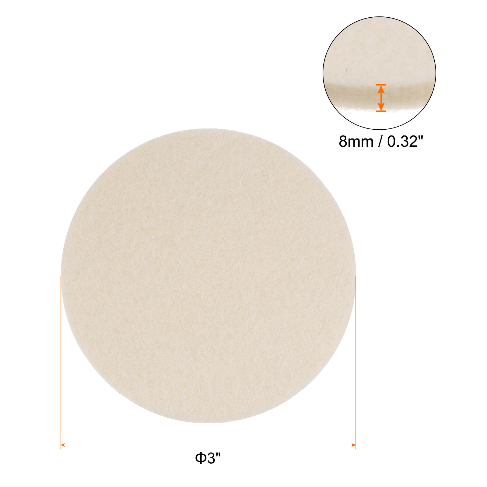 10pcs Wool Felt Polishing Pads 3 inch Buffing Wheel Polish Pad Flocking Back