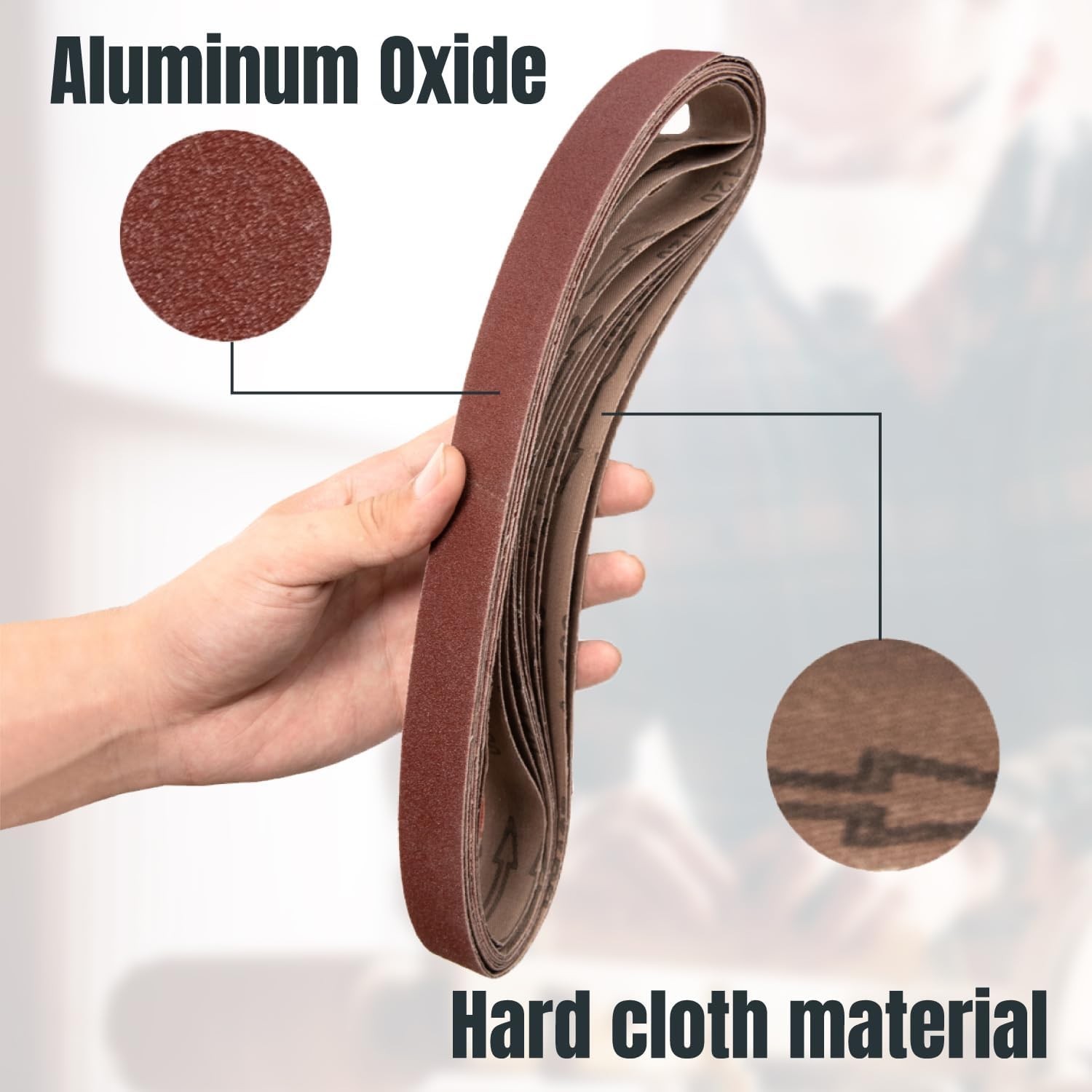 POWERTEC 1 x 30″ Sanding Belt 120 Grit 10pcs Aluminum Oxide Sandpaper Belts 10PK