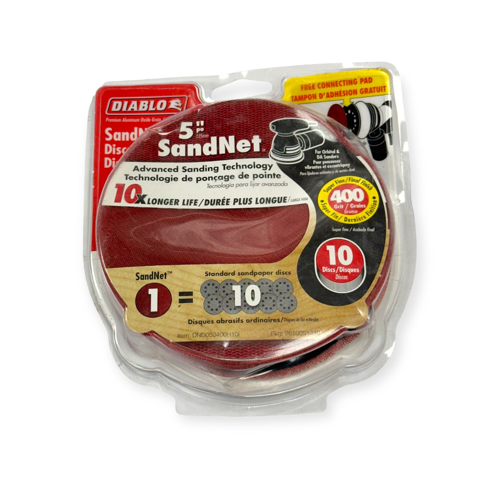 Diablo DND050400H10I, 5 in 400-Grit Micro Fine SandNet Discs with Connection Pad