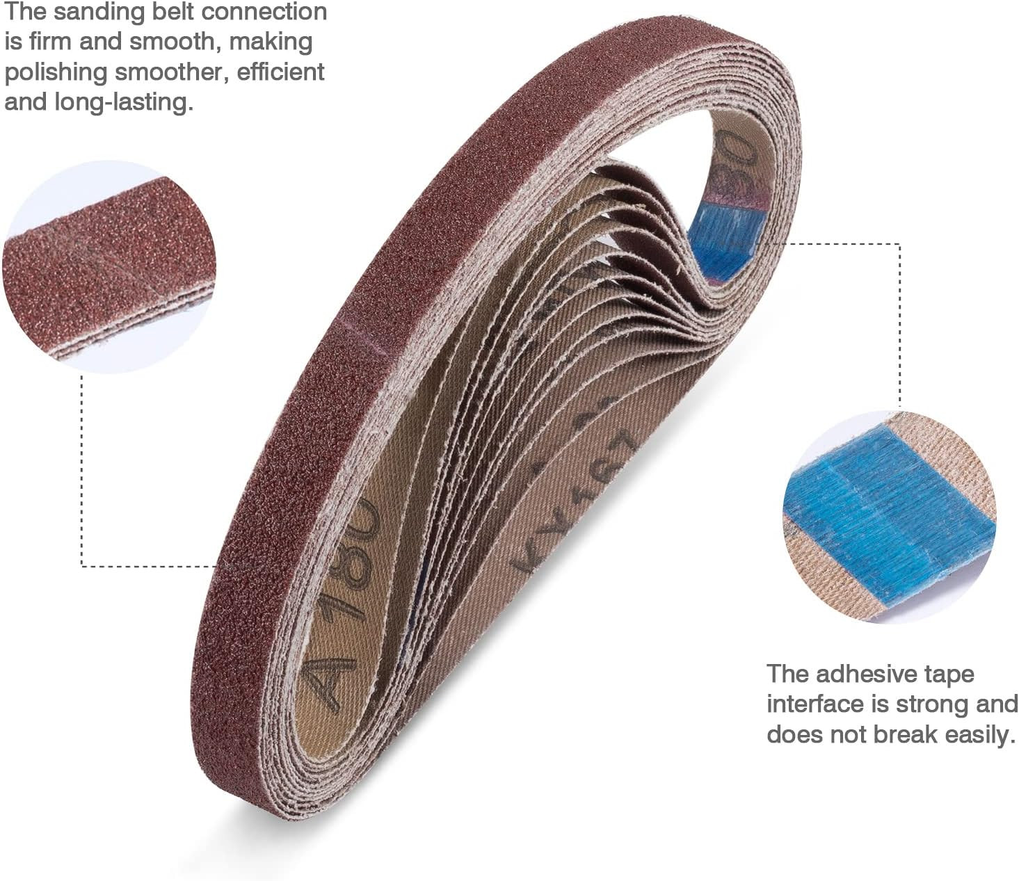 1/2×18 Inch Sanding Belts 28 Pcs 4 each of 36/40/60/80/120/180/240 Assorted Grit