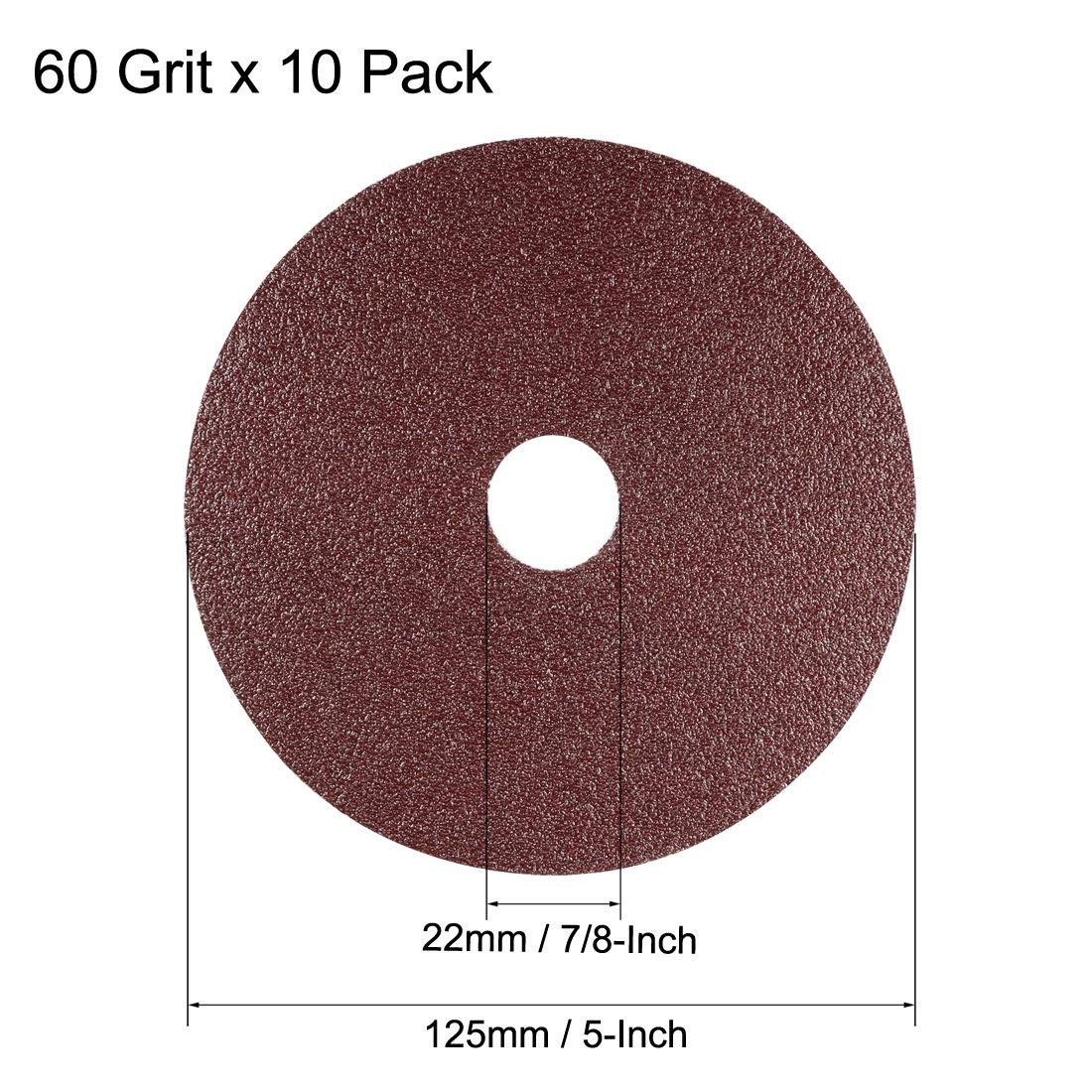 uxcell 5-Inch x 7/8-Inch Aluminum Oxide Resin Fiber Discs, Center 60 Grit
