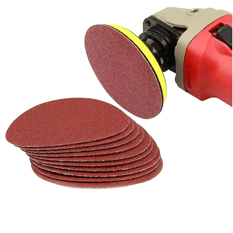75mm~180mm Flocked Disc Red Sandpaper Disc Woodworking Furniture Metal Burnish