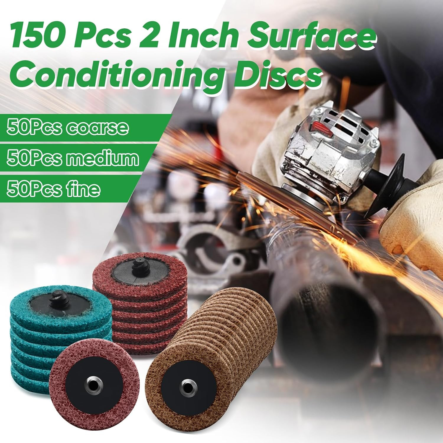 150 Pcs 2″ Quick Change Sanding Discs for Grinding, Polishing & Finishing