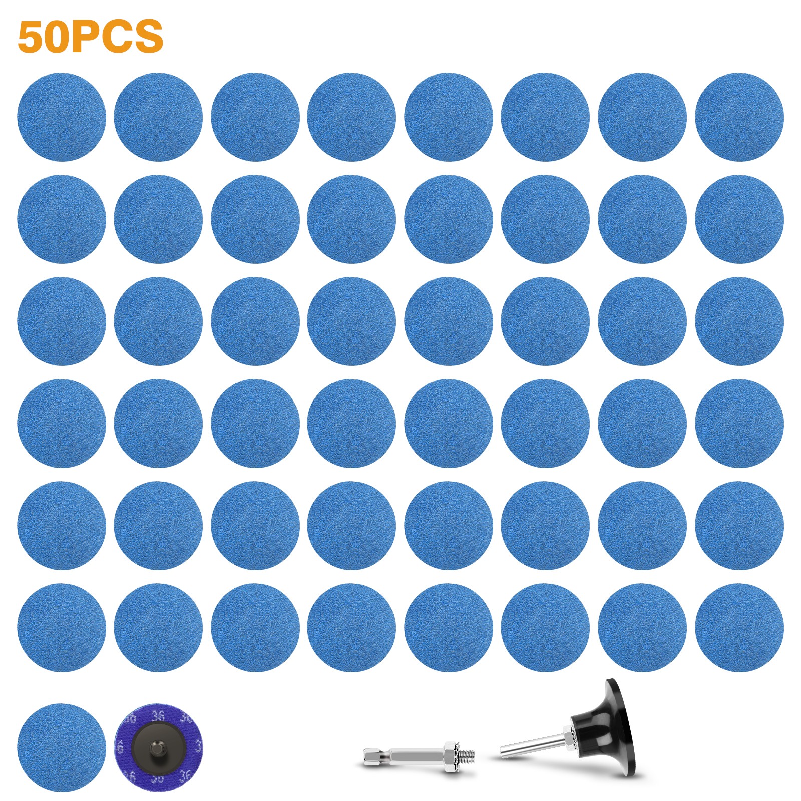 52Pcs 2″ 36 Grit Zirconia Roll Lock Sanding Discs Set 1/4″ Shank for Die Grinder