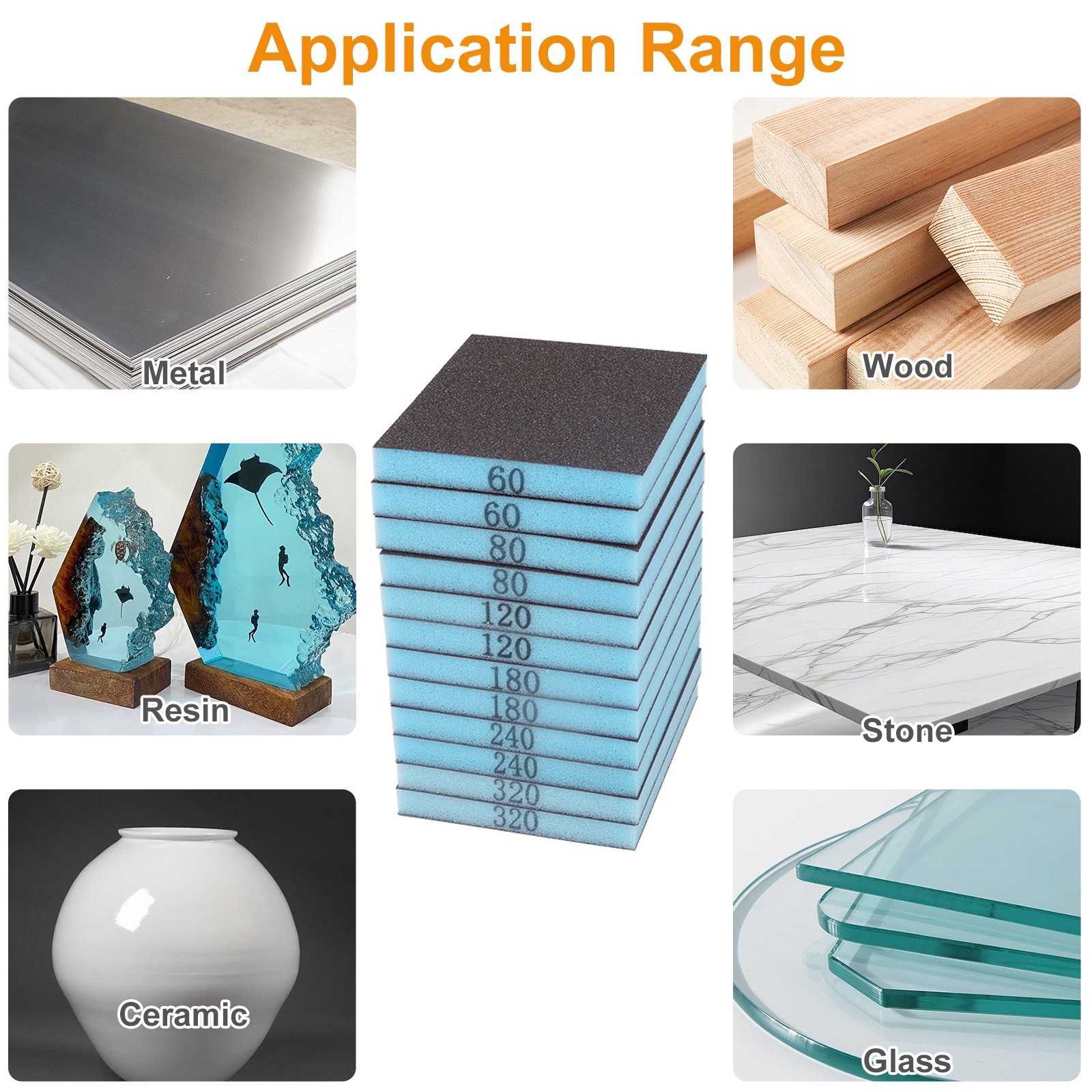 18pcs Sanding Sponges 60 80 120 180 240 320 Grit Wet Dry Sanding Block Sandpaper