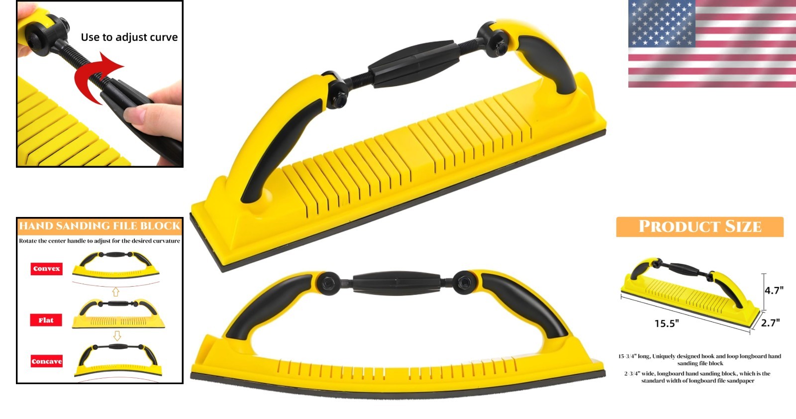 Adjustable Radius Sanding Block Auto Body Woodworking Flex Longboard Tool