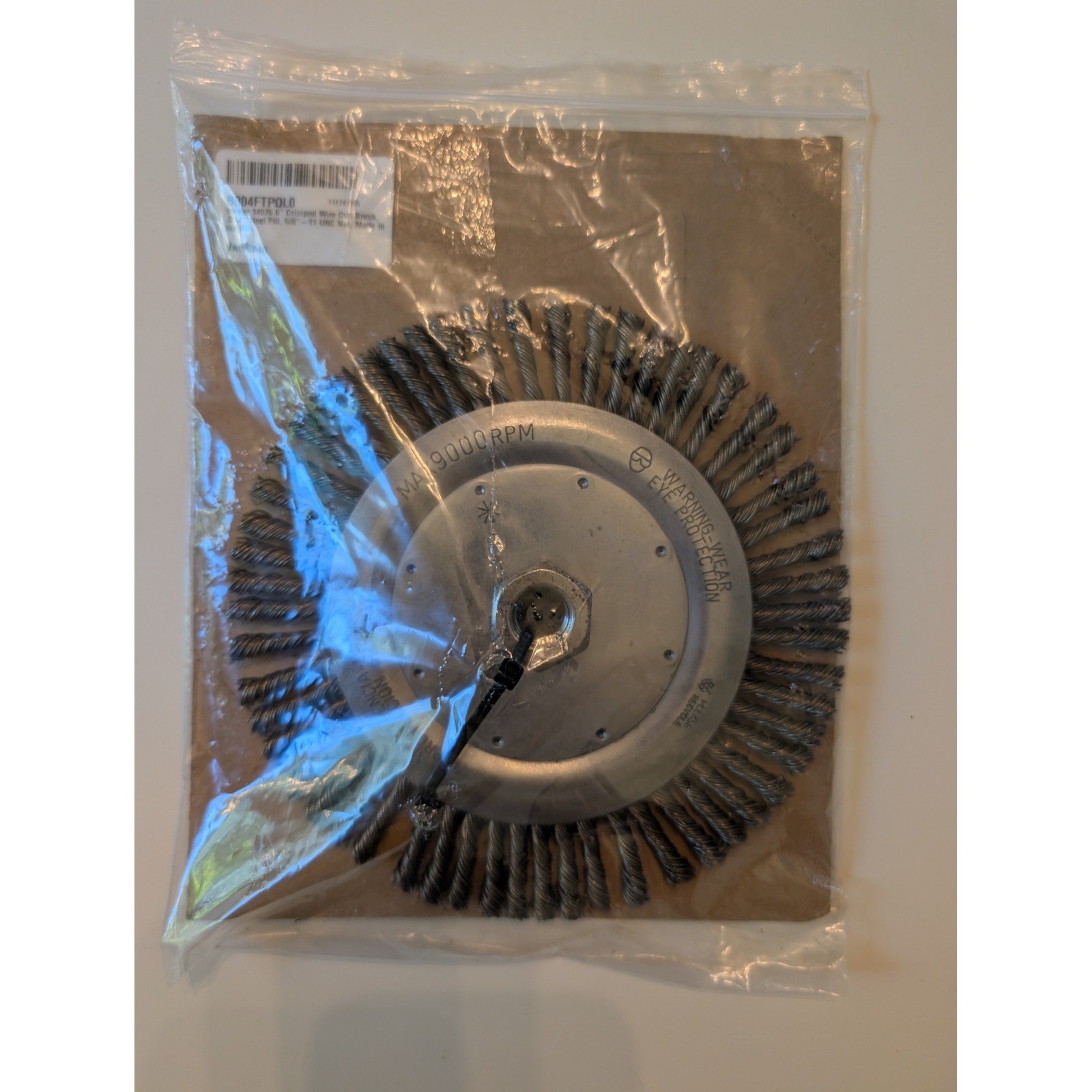 Wire Wheel Brush 6in Silver 14076 Crimped Steel .020 5/8-11 UNC 9000 RPM USA