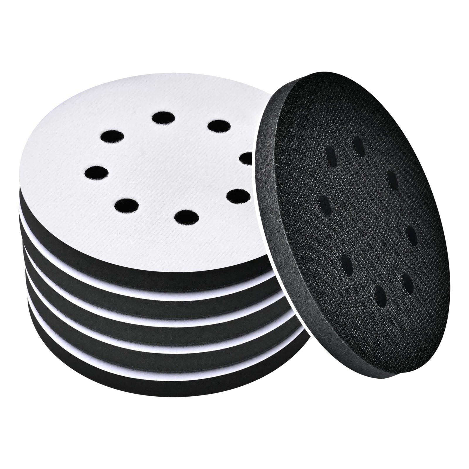 Foam Sanding Pads 5 Inch 8 Hole Soft Interface Hook Loop Cushion Buffer 6 Pack