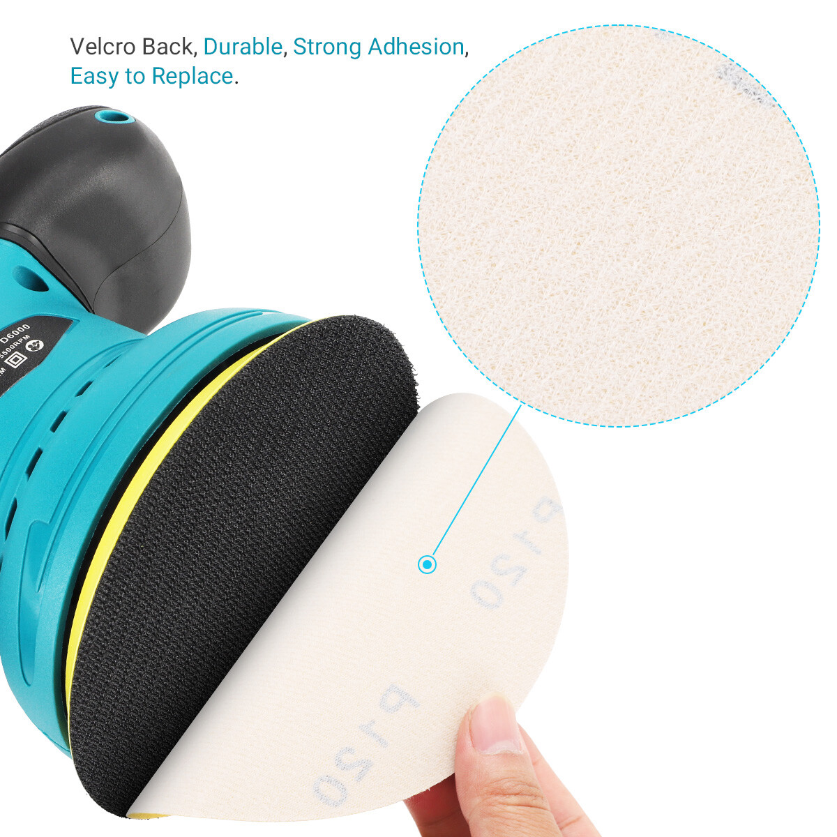 6″ Inch 60-800 Grit 100-PACK DA Sanding Disc PSA Sandpaper