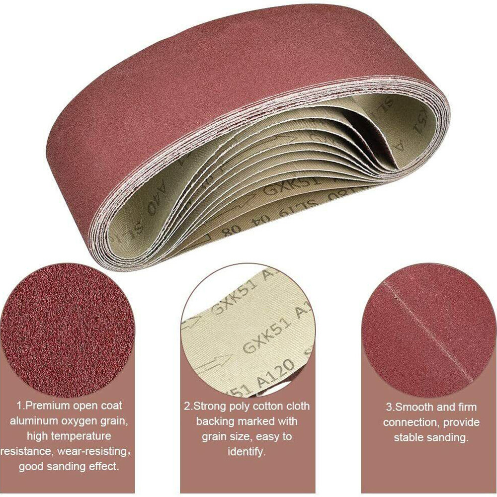 20PCS 3×21 in Sanding Belts 40 60 80 120 150 240 400 Grit Belt Sander Sandpaper