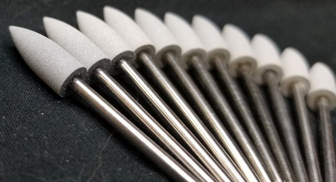 Uxcell 12Pcs 150 Grit Abrasive Mounted Stone 2.35mm Shank 1/4″(6mm) DIA Pointed