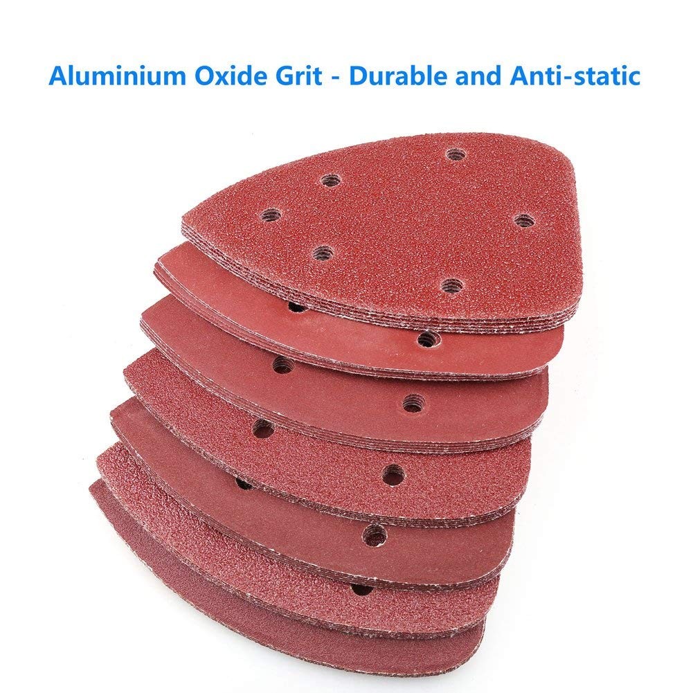 70PCS Triangle Sanding Pads for Ryobi Sander Assorted 40-320 Grit 140mm