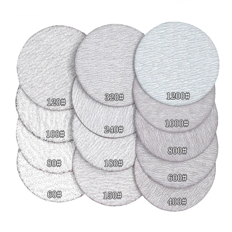 50mm-2″Inch Flocking Dry Sanding Discs Hook and Loop Sandpaper Pads White Sand