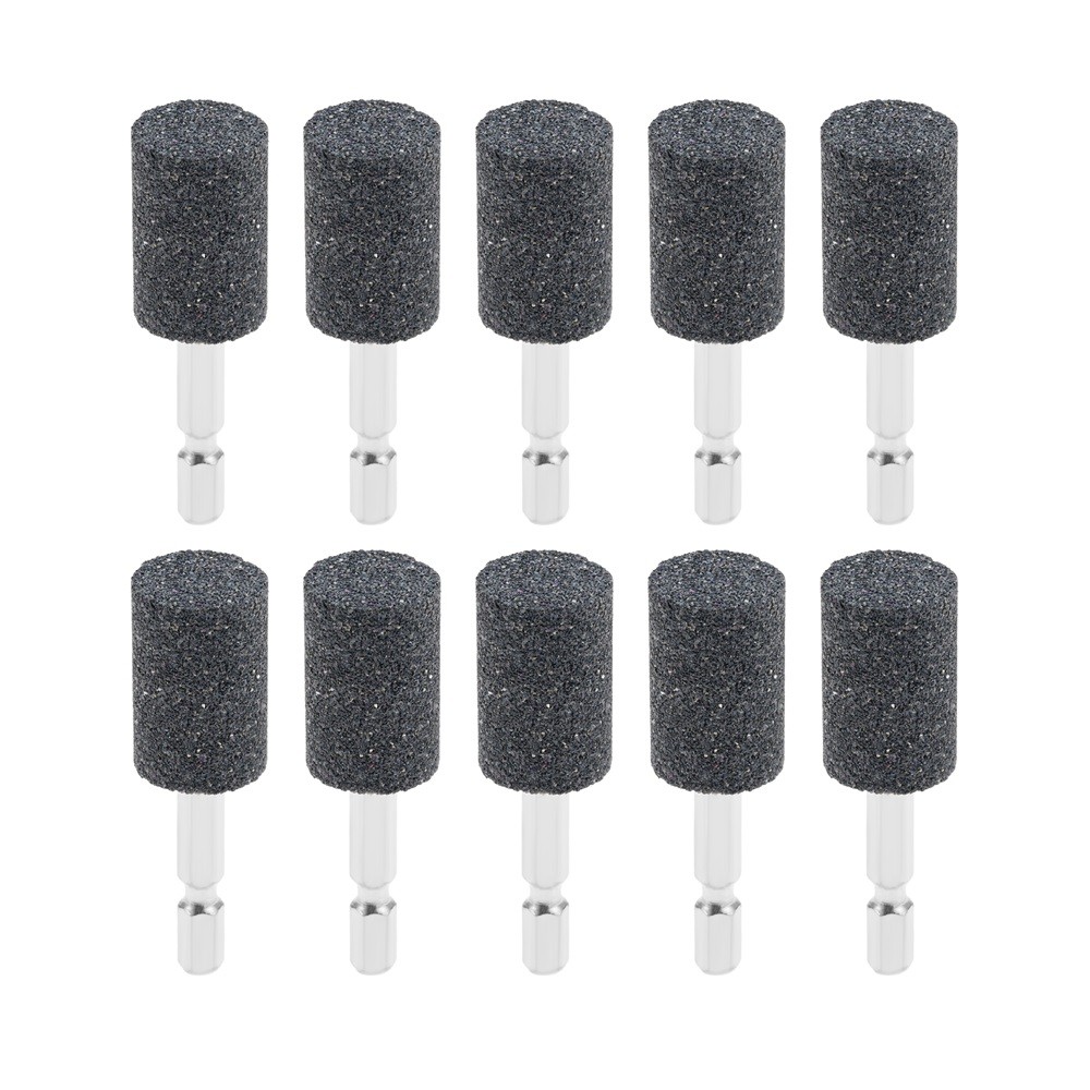 10x 1/4” Hex Shank Abrasive Stone Aluminum Oxide Cylinder Shape Grinding Stones