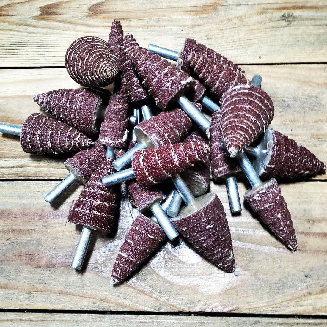 20 Pcs 1/4″ Shank 80 Grit Cone Shape Abrasive Sandpaper Bits Flap Wheels Sand…