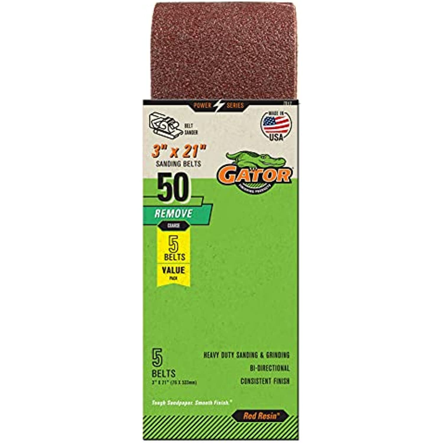 Ali Industries 7012 3″ x 21″ Red Resin Aluminum Oxide Sanding Belts, 50 Grit