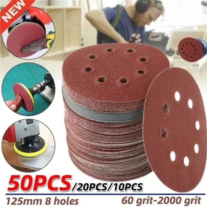 5inch Sanding Discs 40-3000 Grit Hook Loop Sandpaper 8-Hole Orbital Sander Paper