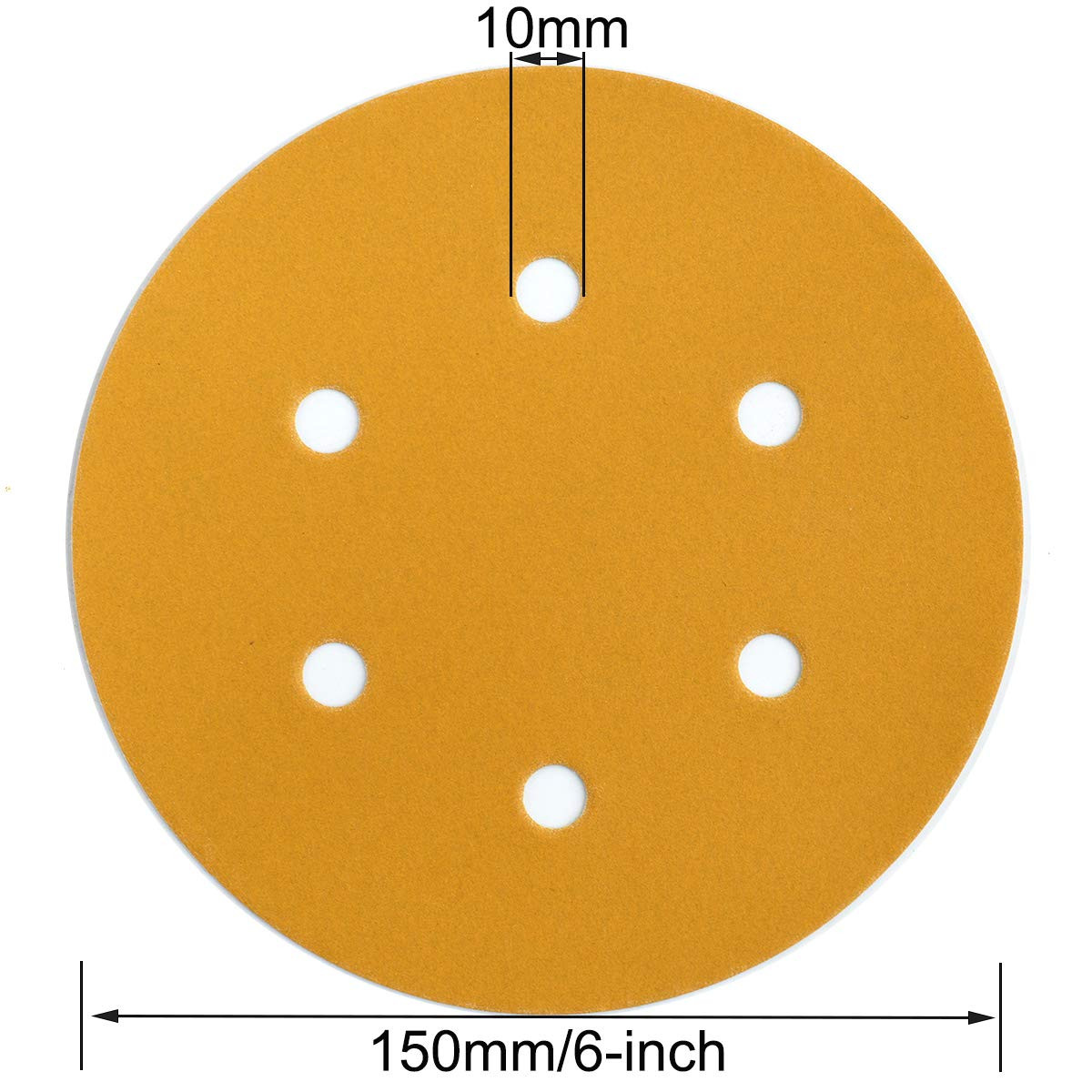 6-Inch 6-Hole Hook and Loop Sanding Discs 400-Grit, Random Orbital Sandpaper