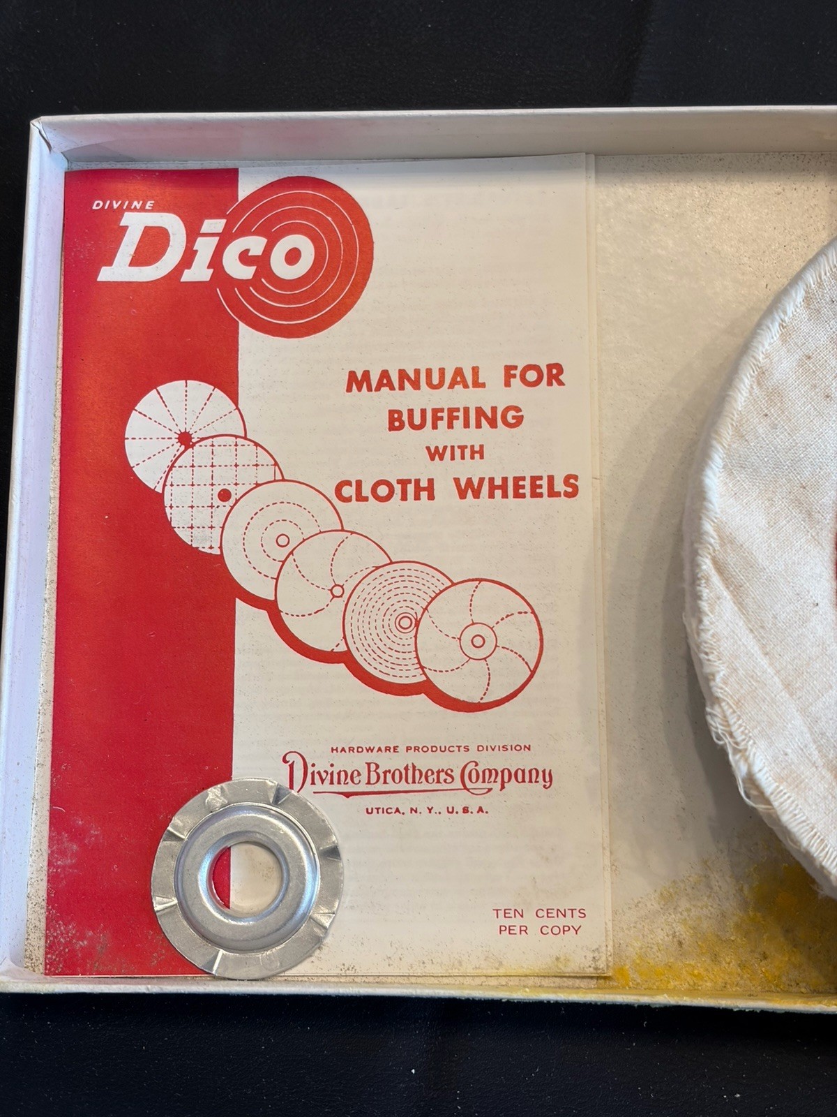 Vintage Buffing Wheel Lot ARCO A1 Williamsville DICO 10” 6” + Arbor