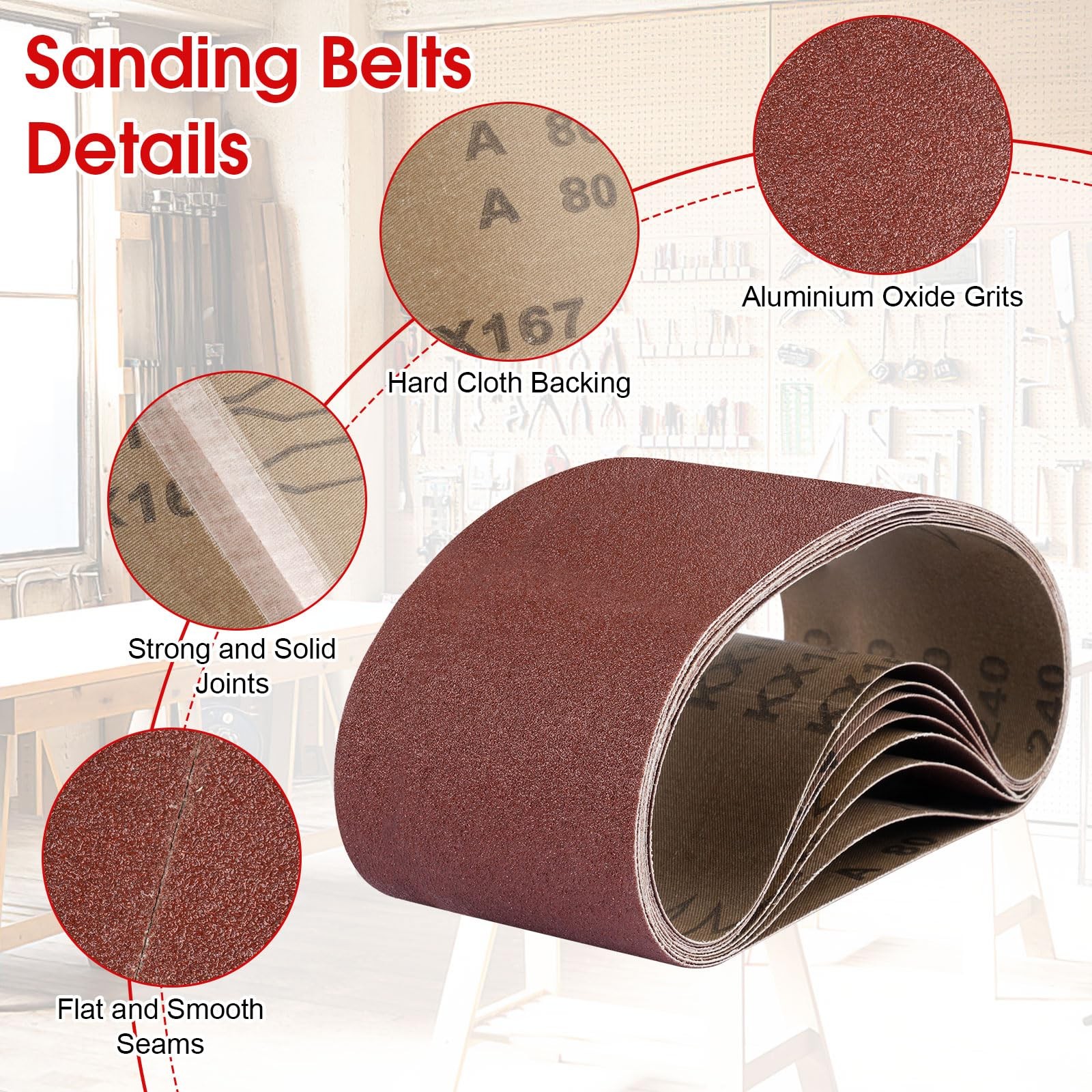 Belt Sander Sanding Belts, 8 Pcs Belt Sander Paper 2 Each of 80 120 150 240 G…