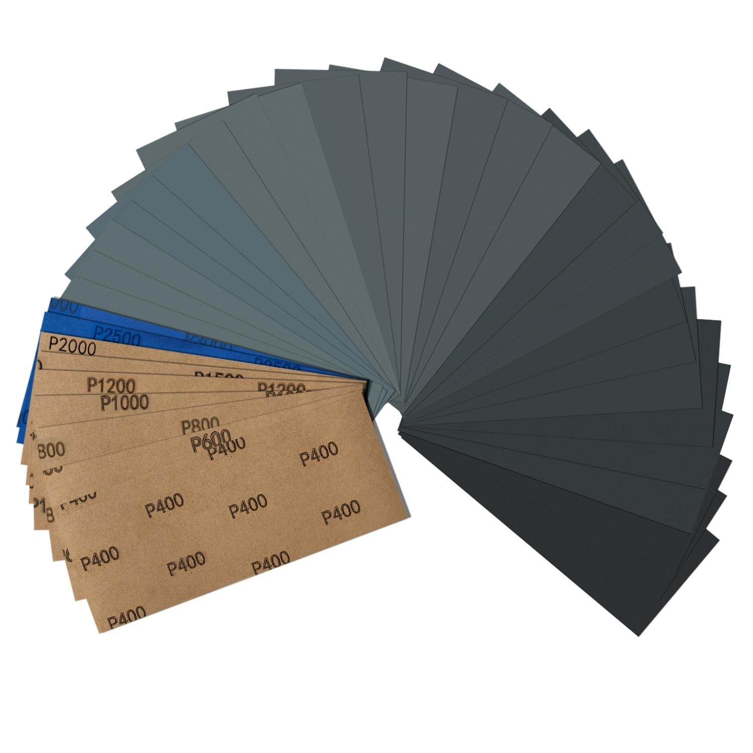 36-Piece Wet & Dry Sandpaper Set – Silicon Carbide Grit 400-3000, 9 x 3.6 Inch