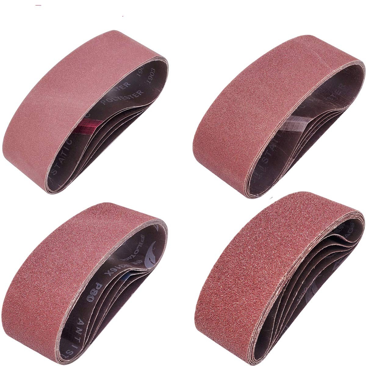 20 PCS 3 inch x 24 inch Abrasive Sanding Belts – 5 Each of 40 80 120 240 Grit