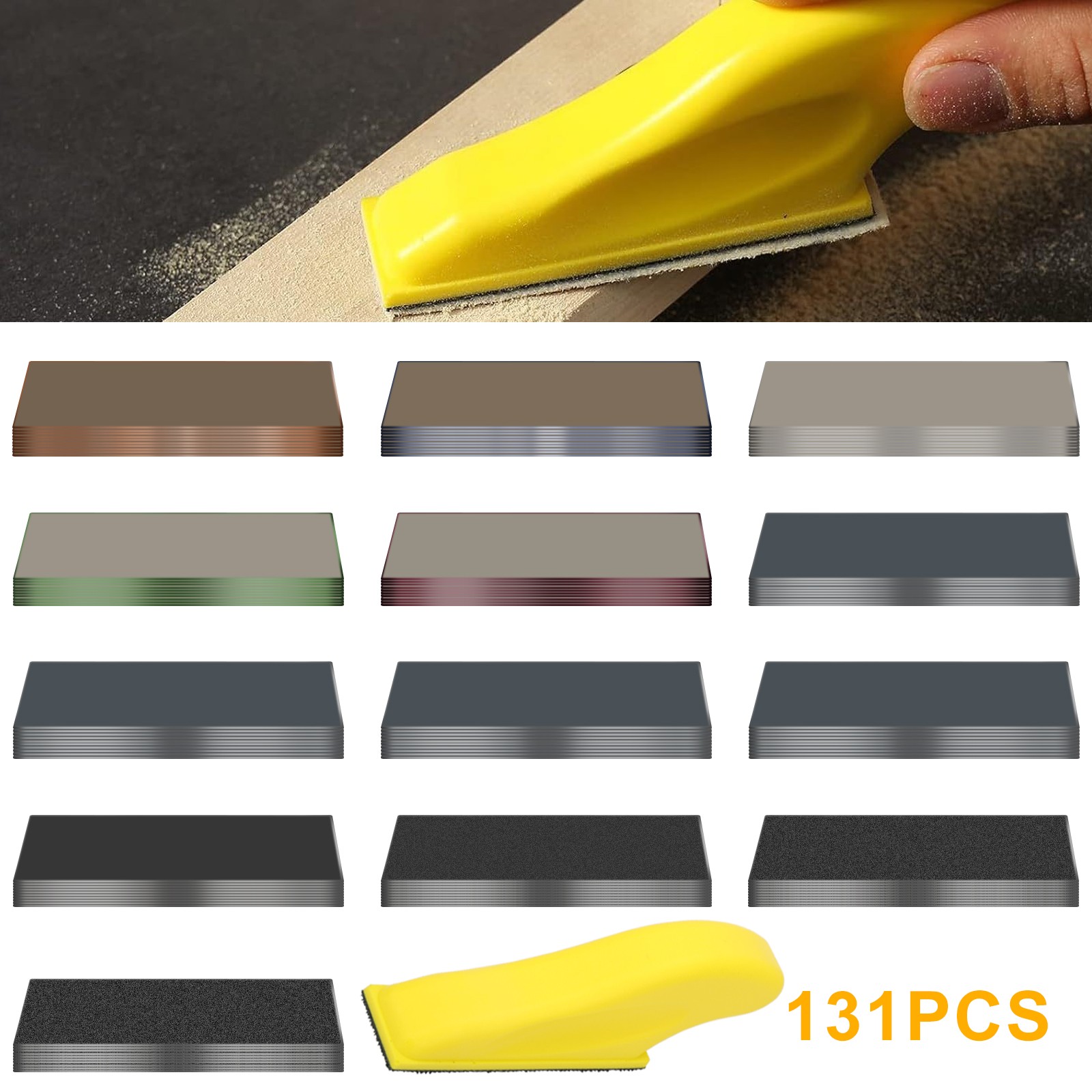130PCS 60-10000 Grit Wet Dry Sandpaper Set Microfine w/ Mini Hand Sanding Block