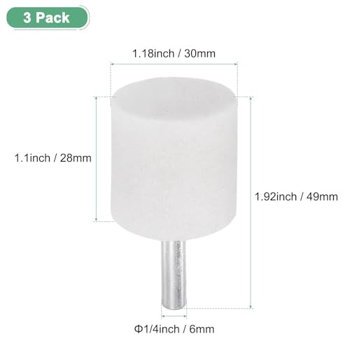 -Pack Abrasive Mounted Stone Grinding Bits, 1/4 in(6mm) Shank Aluminum 30mm 3