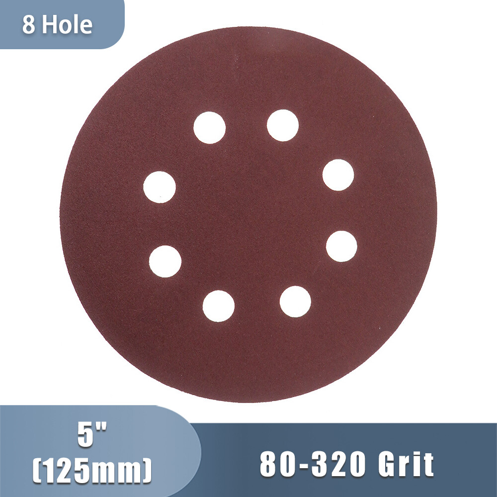 5″ 125mm 8 Hole Red Sandpaper Sanding Discs Furniture Wood Polishing 80-320 Grit