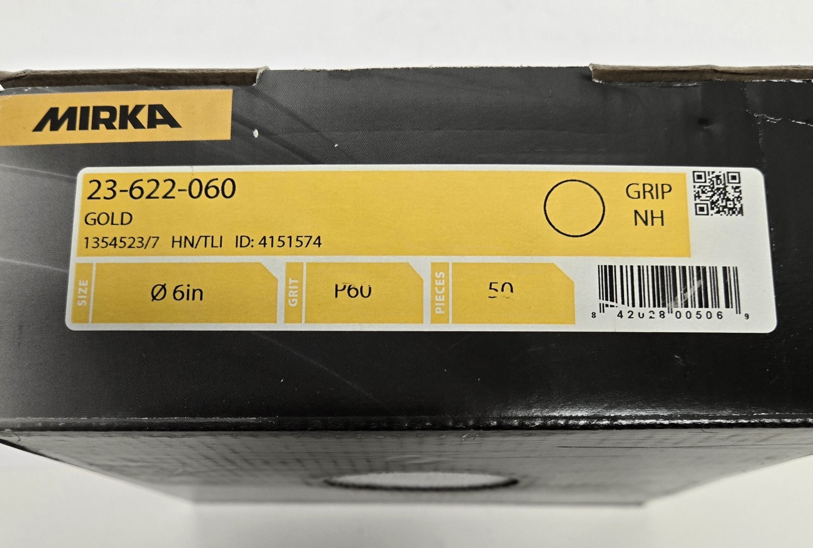 MIRKA SANDING DISCS 23-622-060. 6″ GOLD, P60 GRIT. BOX OF 50.