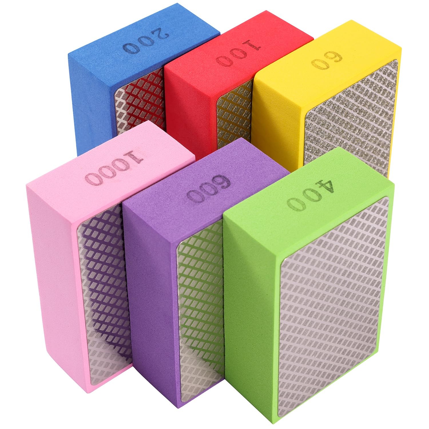 6PCS Diamond Hand Polishing Pads,60/100/200/400/600/1000 Diamond Sanding Pads…