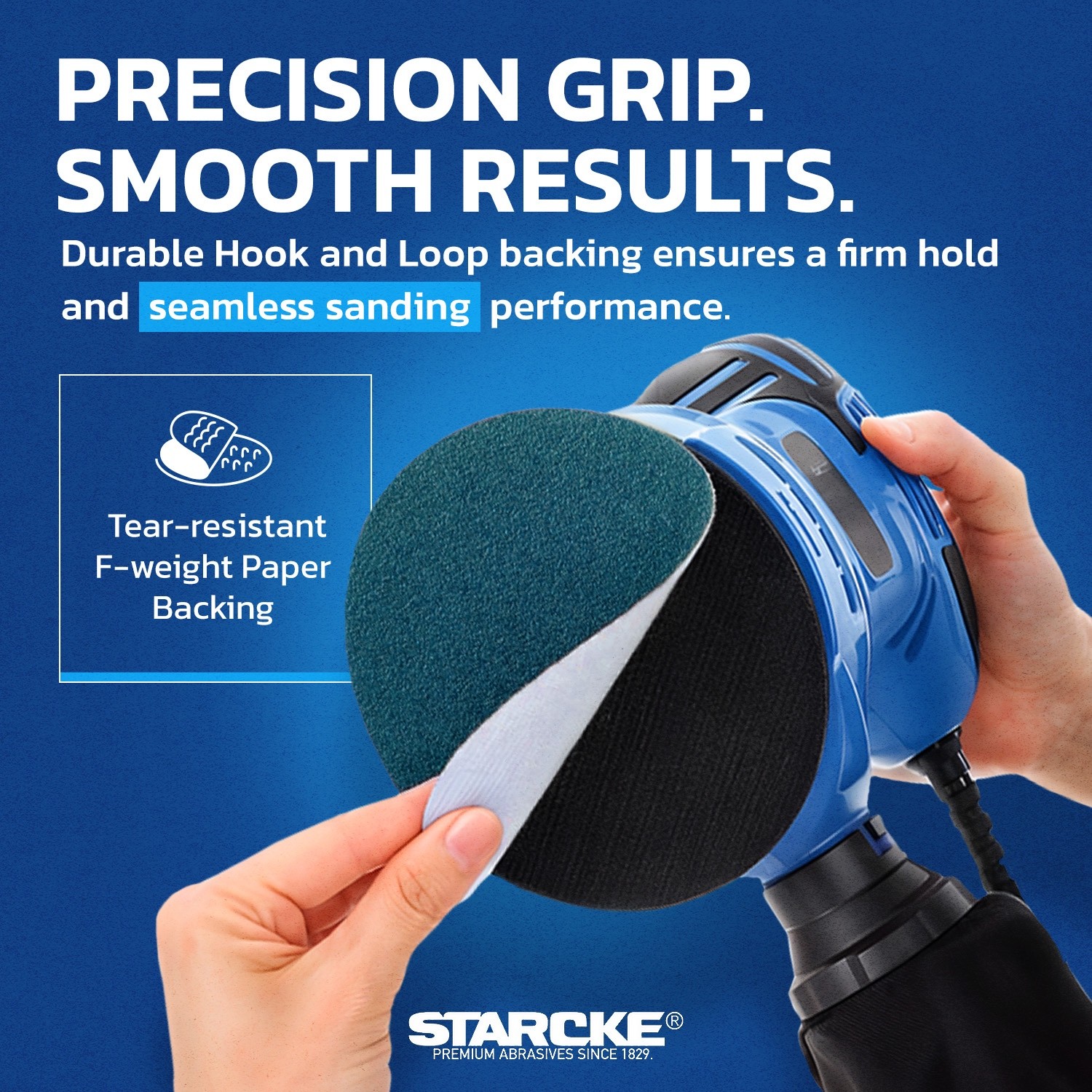 Starcke Premium 8 Inch Hook and Loop Grip Sanding Discs No Hole