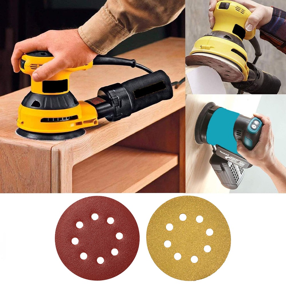 50 100Pack 5 inch Sanding Discs 8-Hole Hook Loop Sander Orbital Sandpaper 60-320