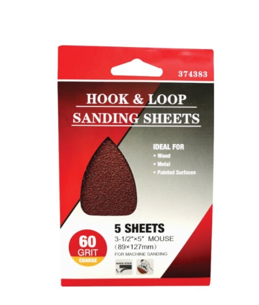 Mouse Aluminum Oxide Sandpaper 3-1/2″ X 5 in. L 60 Grit Coarse – 10 Sheets