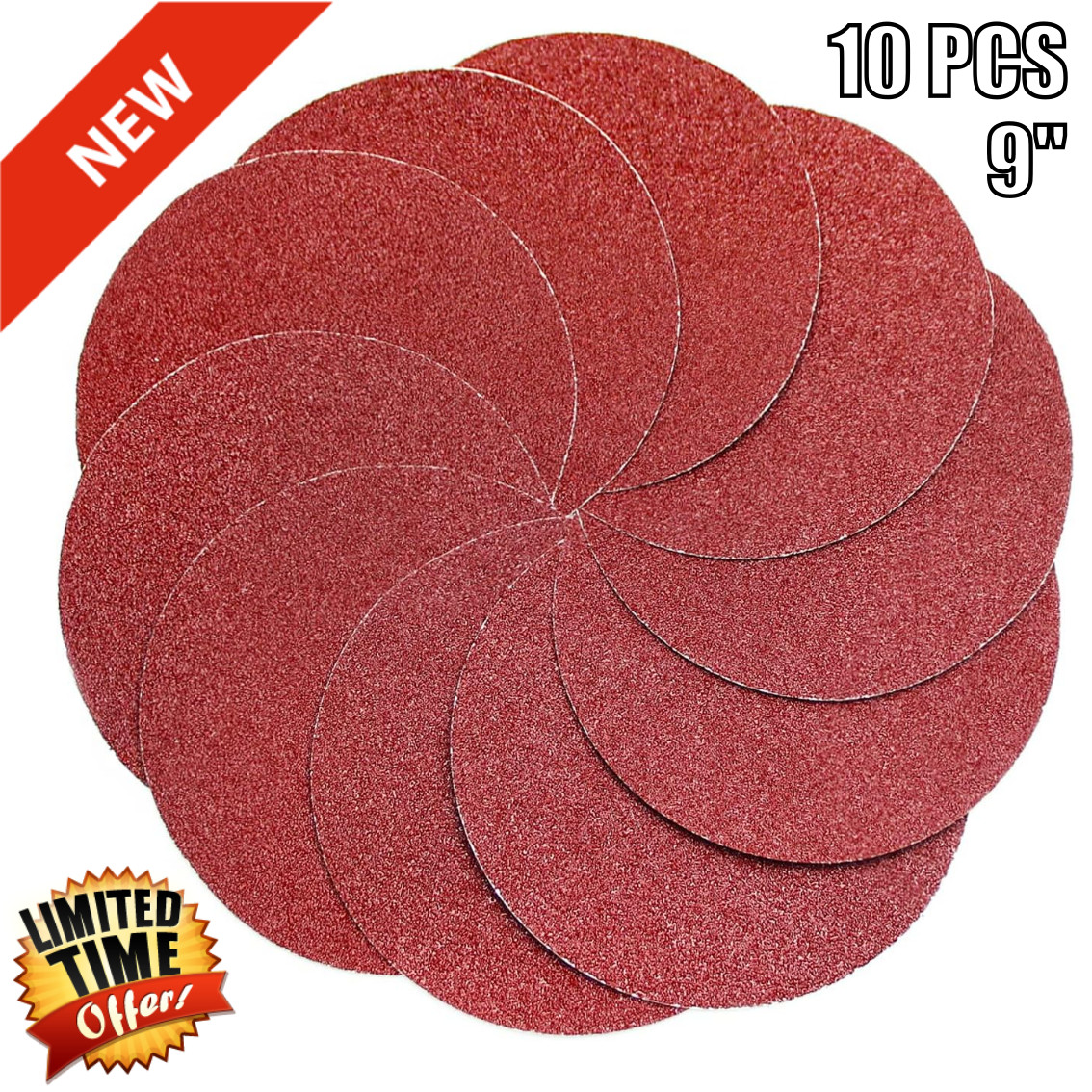40 Grit 9 Inch Sanding Discs Pack Of 10 For Belt & Disc Sander Round Hook & Loop