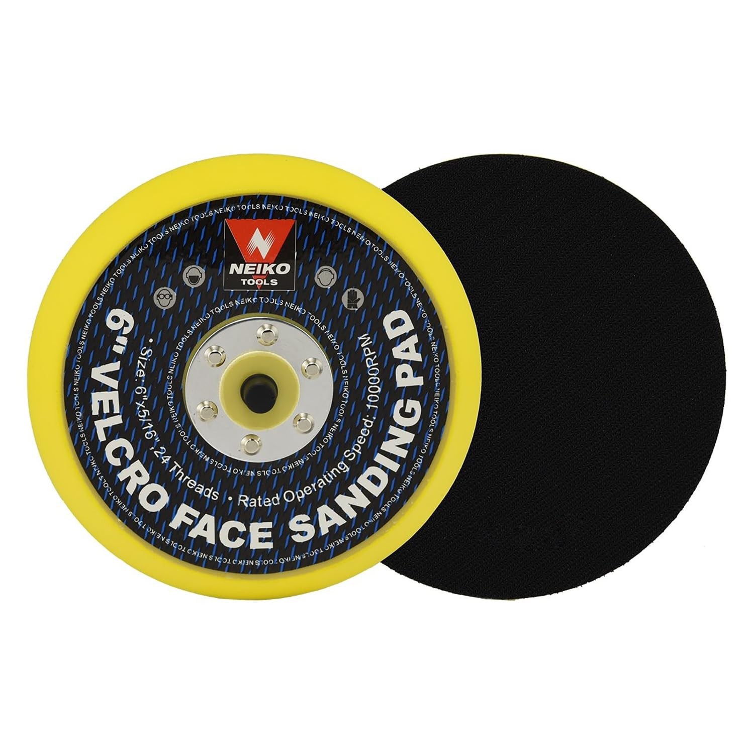 NEIKO 30263A – 6 inch Sanding Discs Hook and Loop, 5/16” Arbor with 24 Thread Mo